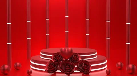 Empty background and 3d stand heart display or shelf with studio for showing  Stock Illustration