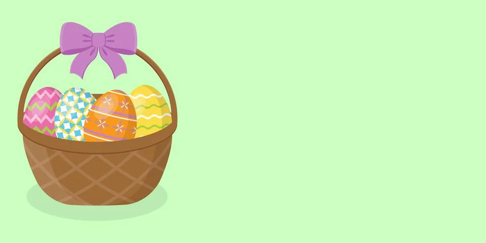 Empty background with Easter basket on the side. Stock Illustration
