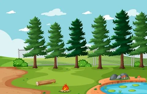 Empty background nature park scenery Stock Illustration