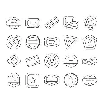 Empty badge ribbon labels and stamp collection Illustrazione stock