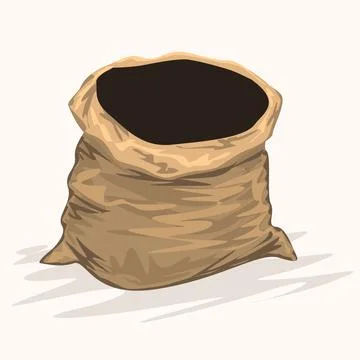 Empty bag with cartoon style. Hand drawn. Flat and solid color vector Stock Illustration