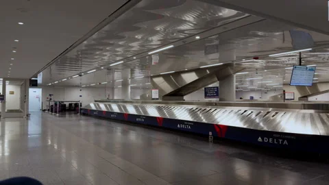 Empty Baggage pickup carousel at the O'Hare airport terminal. Chicago. IL. USA 2 Stock Footage 304017812