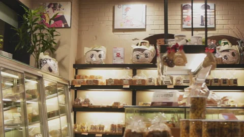 An empty bakery at night Stock Footage 166362363