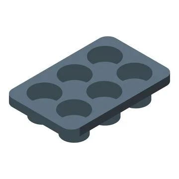 Empty baking mold with six round forms for cupcakes isometric view Stock Illustration