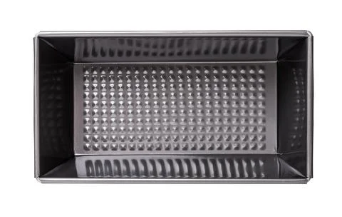 Empty baking tray cutout. Rectangular non-stick loaf pan. Stock Photos
