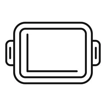 Empty baking tray with handles for oven baking line icon Stock Illustration