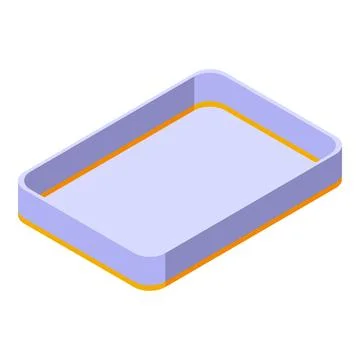 Empty baking tray with orange silicone edges isometric view Stock Illustration