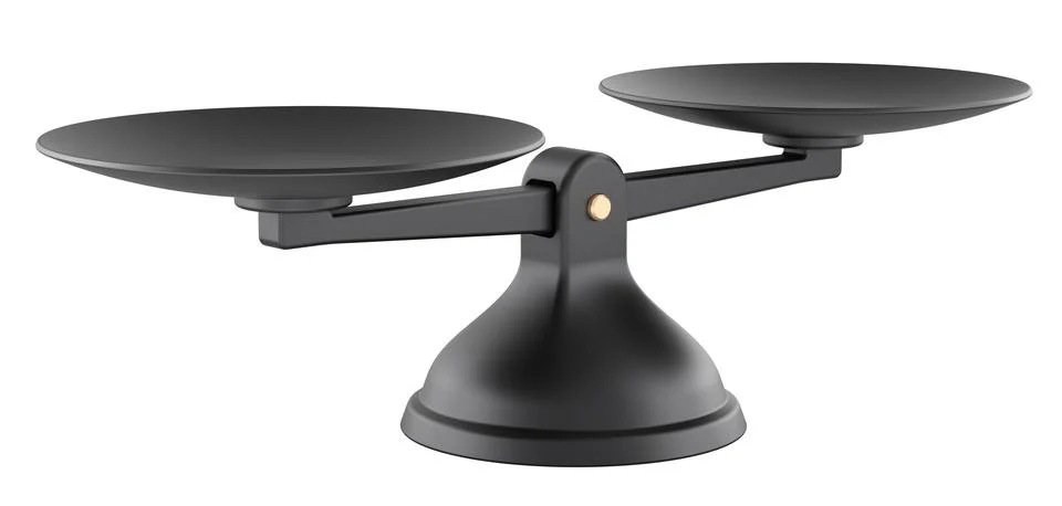 Empty balance scale with two pans. 3D rendering Stock Illustration