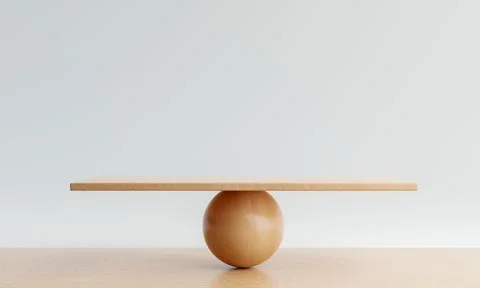 Empty balance scale on wooden table background. Object and metaphor concept.. イラスト素材