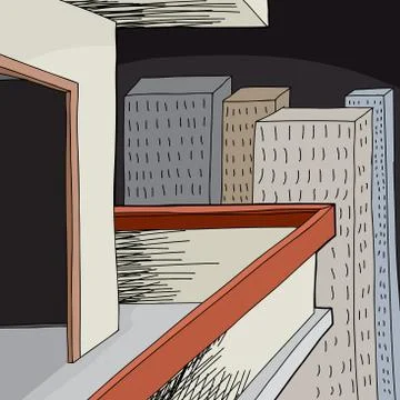 Empty balcony at night Stock Illustration