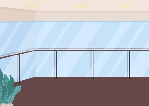 Empty ballet studio flat color vector illustration Stock Illustration