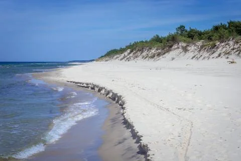 Empty Baltic Sea beach between villages of Mrzezyno and Pogorzelica in Poland Stock Photos