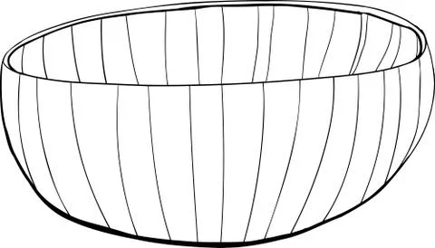 Empty Bamboo Bowl Outline Stock Illustration