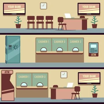 Empty bank office interior vector illustration 库存插图