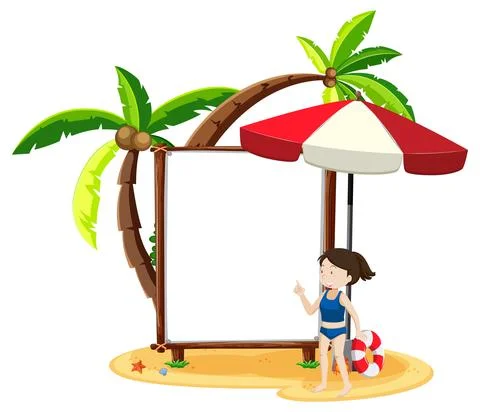 Empty banner with beach elements isolated Stock Illustration