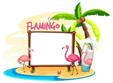 Empty banner board with summer beach elements Stock Illustration