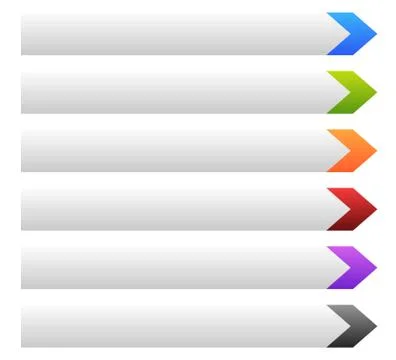 Empty banner, button background with arrow shape in various colors. Illustrazione stock