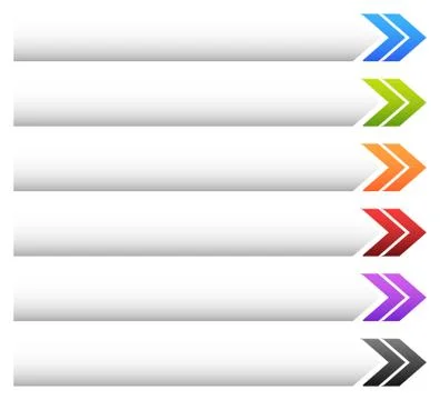 Empty banner, button background with arrow shape in various colors. Illustrazione stock