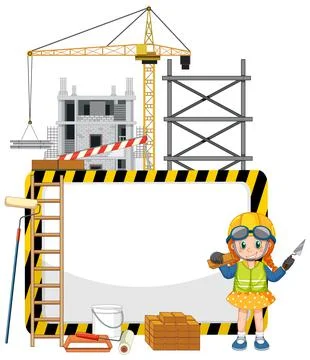 Empty banner with construction objects and elements Stock Illustration