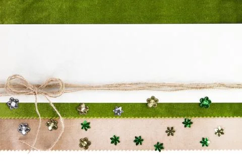 Empty banner on green textile background Stock Photos