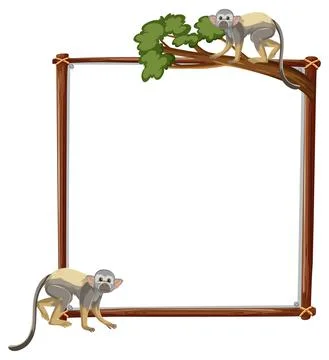Empty banner with squirrel monkey on white background 스톡 일러스트