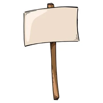 Empty banner. Transparency without text. Banner on a wooden hilt. Simple hand Stock Illustration