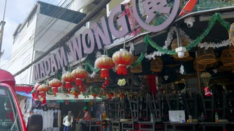 Empty bar during daytime on Bangla Road Stock Footage 336604275