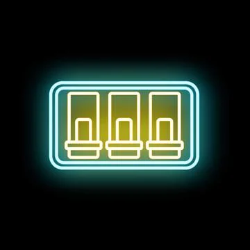 Empty bar stool seats neon light icon Stock Illustration