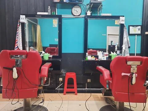 Empty Barbershop Stock Photos