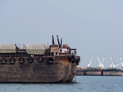 Empty barges in Thailand Stock Photos