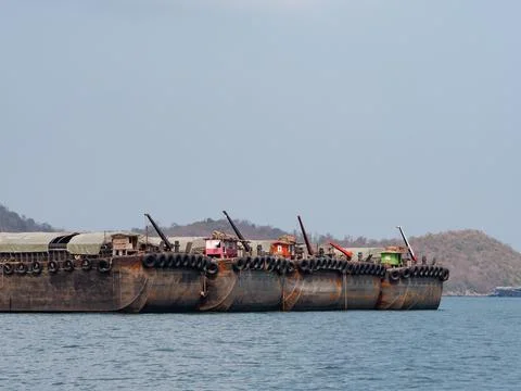 Empty barges in Thailand Stock Photos