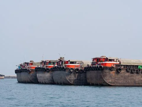 Empty barges in Thailand Stock Photos