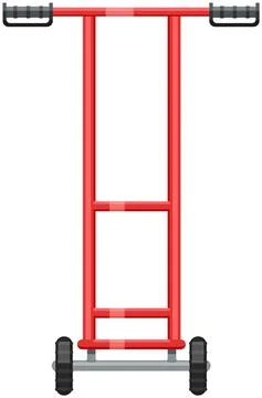 Empty barrow, metallic two wheeled trolley. Hand truck with handles for goods Illustration