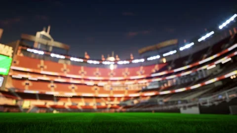 Empty baseball and cricket arena in the evening lights Stock Footage 163876444