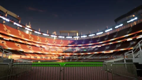 Empty baseball and cricket arena in the evening lights Stock Footage 163876584