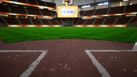 Empty baseball and cricket arena in the evening lights Video stock 163876754