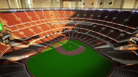 Empty baseball and cricket arena in the evening lights Video stock 163876810