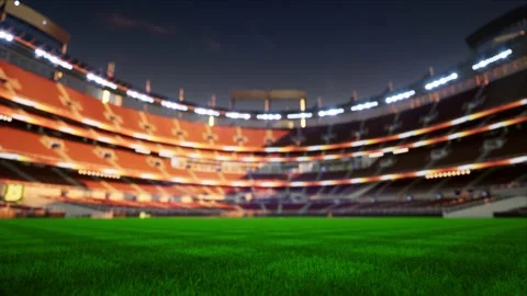 Empty baseball and cricket arena in the evening lights Stock Footage 163876853