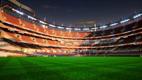 Empty baseball and cricket arena in the evening lights Video stock 163877252