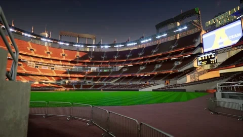 Empty baseball and cricket arena in the evening lights Video stock 163877404