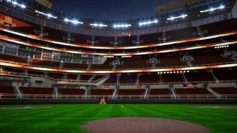 Empty baseball and cricket arena in the evening lights Video stock 163877520