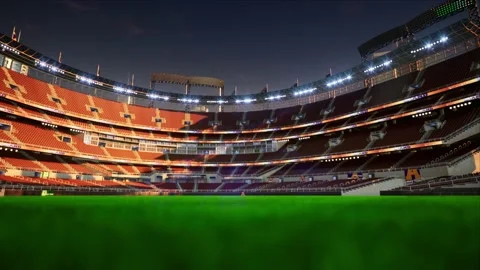 Empty baseball and cricket arena in the evening lights Stock Footage 163877631