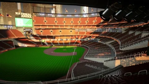 Empty baseball and cricket arena in the evening lights Video stock 163877668