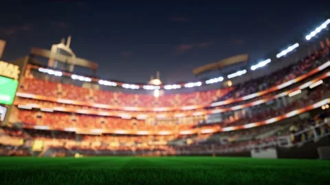 Empty baseball and cricket arena with fans in the evening lights Stock Footage 164042870