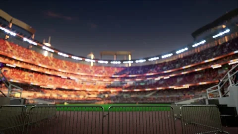 Empty baseball and cricket arena with fans in the evening lights Video stock 164042951