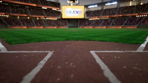 Empty baseball and cricket arena with fans in the evening lights Video stock 164043120