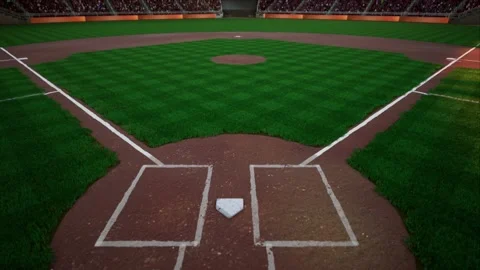 Empty baseball and cricket arena with fans in the evening lights Video stock 164043232