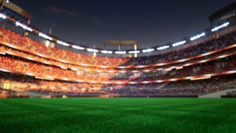 Empty baseball and cricket arena with fans in the evening lights Video stock 164043520