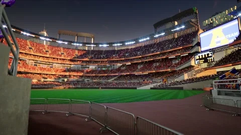 Empty baseball and cricket arena with fans in the evening lights Video stock 164043615