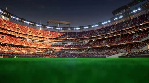 Empty baseball and cricket arena with fans in the evening lights Stock Footage 164043865